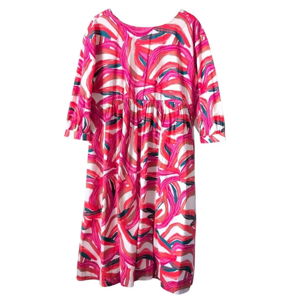 Nordstrom by Cristina Martinez Rainbow Cotton Swing Dress Small - Frock‎ Pink